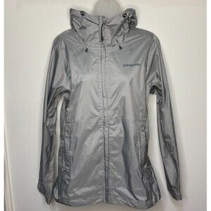 Patagonia Torrentshell Rain Jacket Womens Medium Gray Hooded Hiking Shell